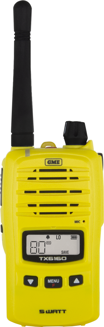 GME 5/1 Watt IP67 UHF CB Handheld Radio - Yellow