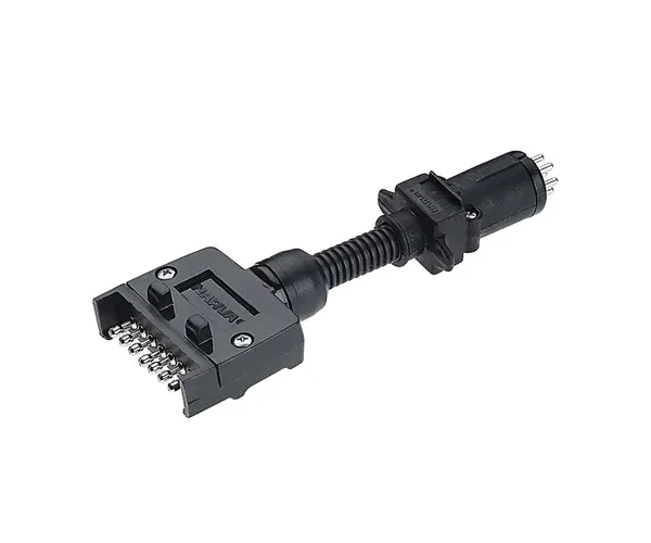 Narva 7 Pin Flat Socket on Car to 6 Pin Small Round Plug on Trailer - 82230BL
