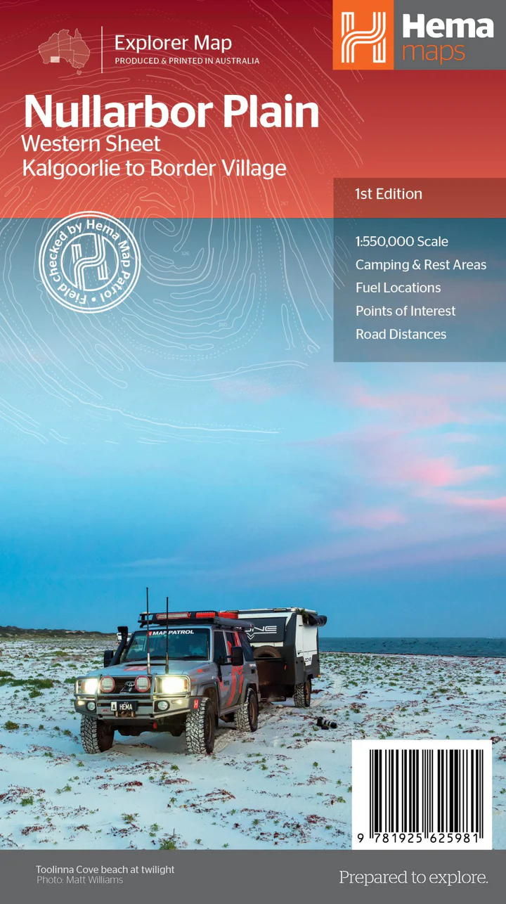 Hema Maps – Nullarbor Plain – Western Map – Kalgoorlie to Border Village – 9781925625981