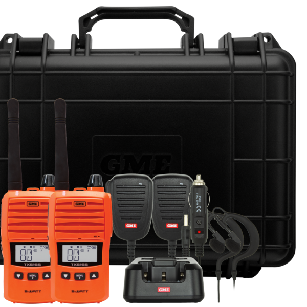 GME TX6165 5 Watt UHF CB Handheld - Blaze Orange - Twin Pack