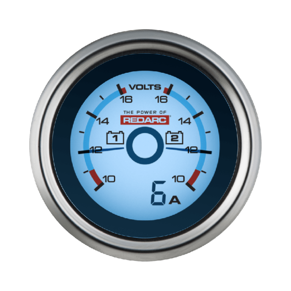 REDARC - DUAL VOLTAGE GUAGE WITH OPTIONAL CURRENT DISPLAY 52MM